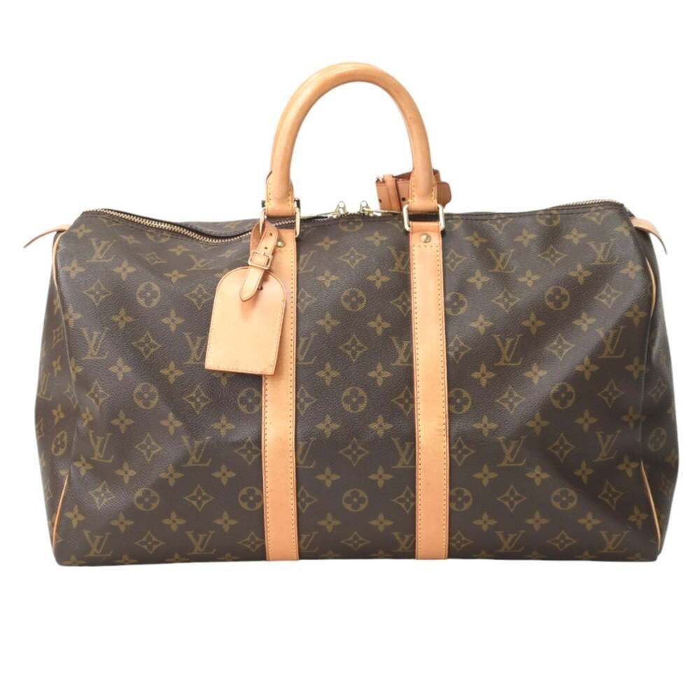 LOUIS VUITTON Brown Monogram Canvas Keepall 45 Boston Bag